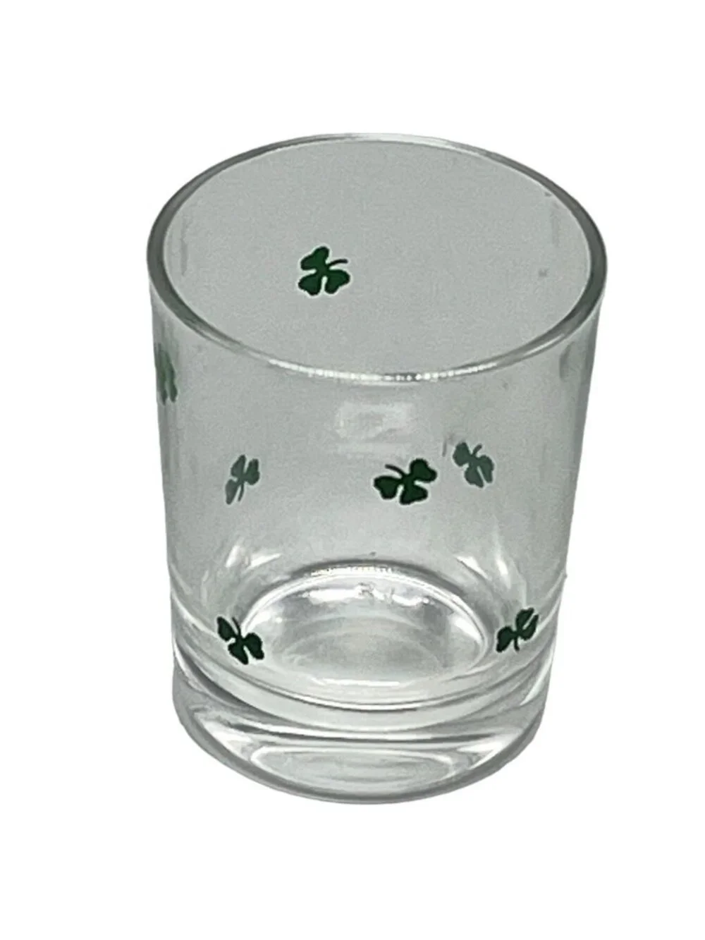 clover shot glass collectable clear with green clovers 2